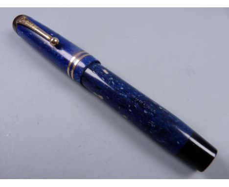 Vintage Lapis Lazuli Parker Duofold Junior fountain pen with gold plated trim