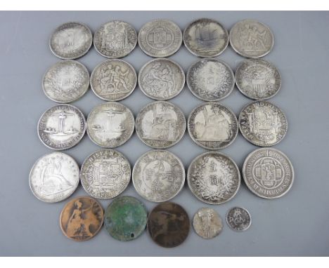 TWENTY SILVER DOLLARS, TRADE UNITS & THALERS including three Carolus III eight reales, 1776, three America one dollar - 1804,