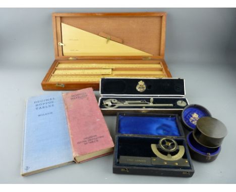 A COLLECTION OF SURVEYOR'S MEASURING INSTRUMENTS by Cary, Troughton & Simms etc to include a mahogany cased set of five boxwo