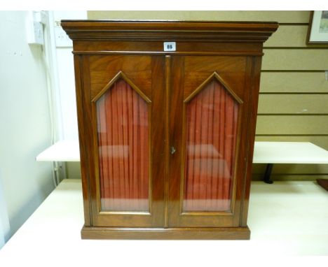 AN EXCELLENT VICTORIAN MAHOGANY FREESTANDING OR WALL CUPBOARD having twin glazed doors and interior adjustable shelf and lowe