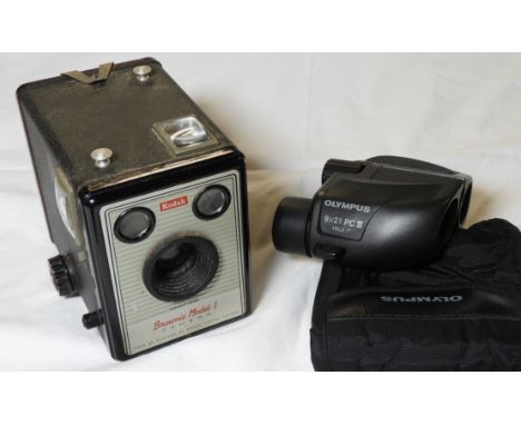 BROWNIE CAMERA & OLYMPUS BINOCULARS  
