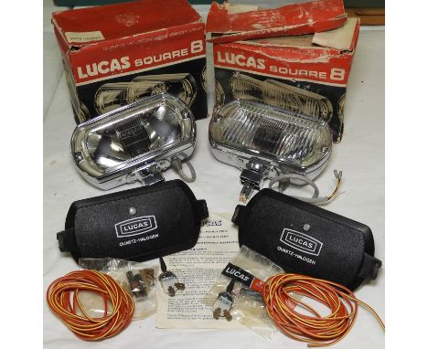 2 LUCAS SQUARE 8 CAR LAMPS BOXED  