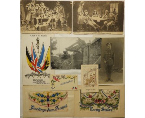 POSTCARDS 2 FIRST WORLD WAR SILKS & 5  