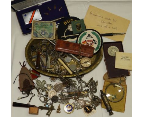 COPPER TRAY OF COLLECTABLES  