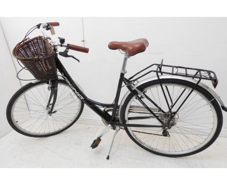 A Viking lady's 'Heritage' style bicycle; 18” steel frame, upright riding position with step-through frame, black paintwork, 