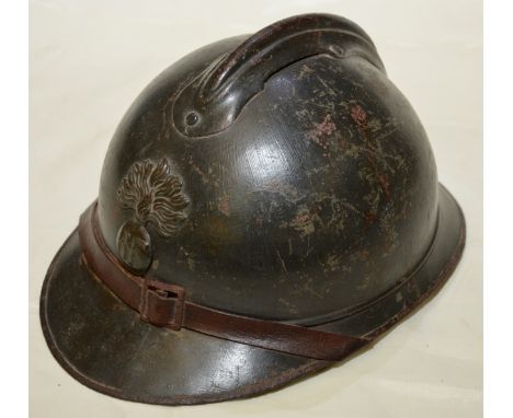 WWI French Adrian helmet complete with original leather liner