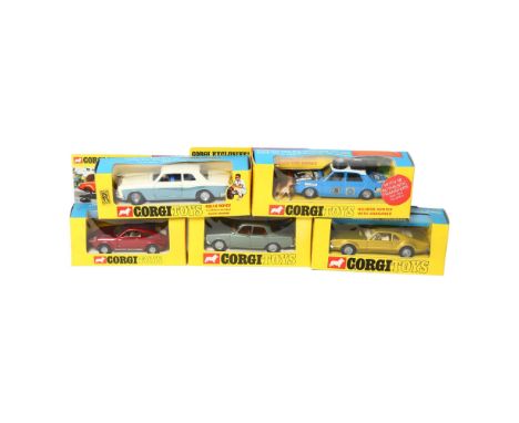 CORGI TOYS - a group of 5 "Take Off Wheels and Golden Jacks" boxed vehicles, including Corgi 273 Rolls Royce Silver Shadow, C