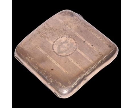 An engine turned silver cigarette case, 4.6oz 