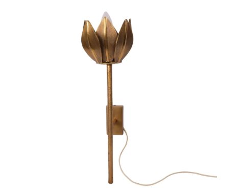 A contemporary cast-bronze wall light in the form of a flowerhead, with LED bulb, L50cm 