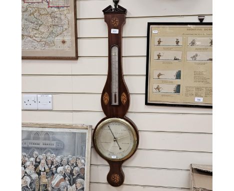 An inlaid mahogany wheel barometer, by J Marzorati of 7 Grevil Street London, circa 1800 