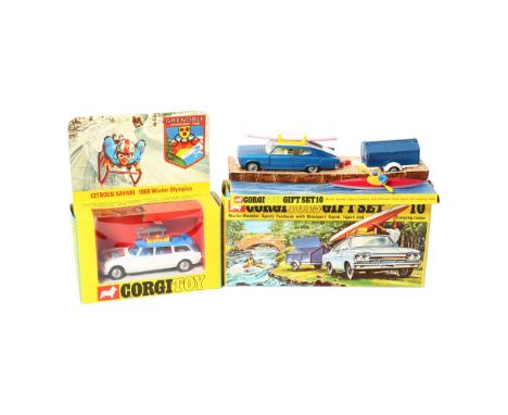 CORGI TOYS - a group of 2 Corgi Toys Gift Sets, including Gift Set 10 Marlin-Rambler Sports Fastback with Ottersport Kayak fi