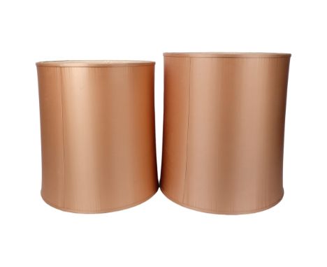 A pair of large cylindrical silk lamp shades, H41cm 