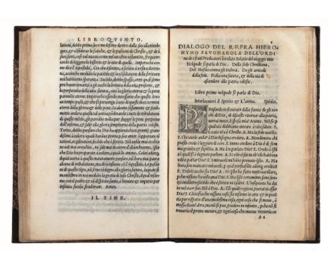 Savonarola Girolamo. Opera... della semplicità della vita christiana... In Venetia: al segno della speranza, 1547.In-8° (mm 1