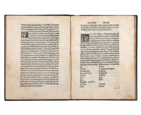 Incunabolo - Probus Marcus Valerius. De interpretandis romanorum litteris opusculum feliciter incipit. Venezia: Giovanni Tacu