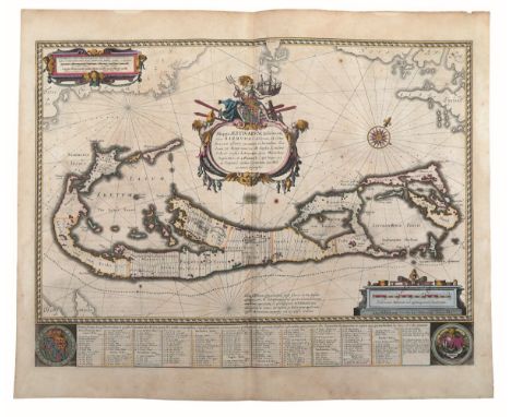 Blaeu. Mappa Aestivarum Insularum, alias Barmudas. [Amsterdam, Ex officina Guiljelmi Blaeu, 1630 ca.]Mappa incisa su rame (mm