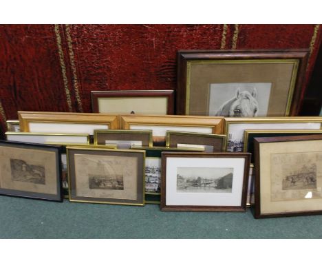 Pictures and prints, to include hunting prints, print depicting Stowmarket quay, Lowry prints etc. (qty)