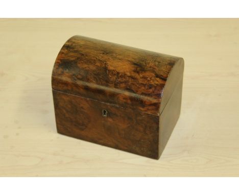 Victorian walnut dome-top tea caddy, with two interior lidded compartments, 17.5cm wide
