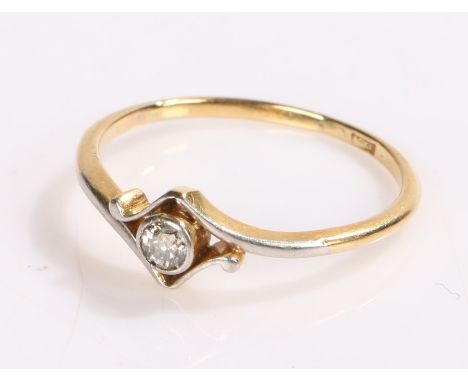 18 carat gold ring set with a single clear stone, ring size O 1/2, 1.8g