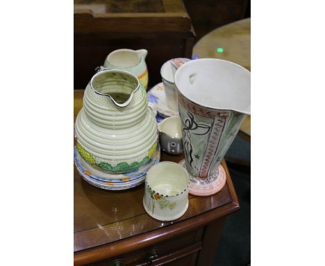 Collection of pottery, to include Clarice Cliff style pieces, a James Kent jug, etc, (qty)