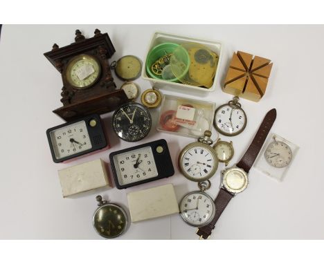 Collection of wristwatches, to include ladies and gentleman's wristwatches, small mantel clock, alarm clock etc. (qty)