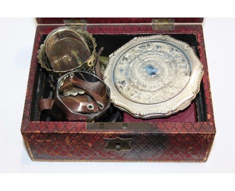 Silver vesta case, napkin ring and bangle, two plated napkin rings, Stratton compact, two penknives, two pill boxes (qty)