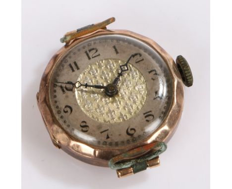 9 carat gold ladies wristwatch, the fleur de lys dial with Arabic numerals, manual wound