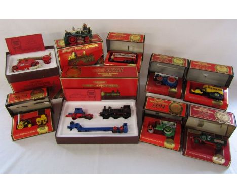 Collection of Limited Edition Matchbox Models of Yesteryear - 1829 Stephenson's Rocket, 1936 Leyland Cub fire engine, 1905 Bu