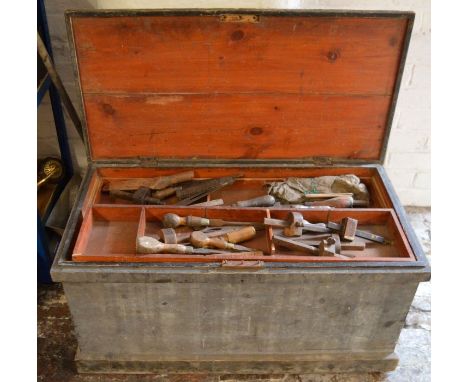 19th century joiners trunk with tools