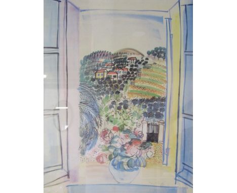 Raoul Dufy large plate signed print 'Open Window at Saint Jeannet'&nbsp; approx. 74cm x 59.5cm (includes frame)