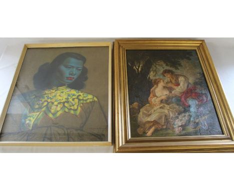 Framed Chinese Girl Tretchikoff print &amp; Italian print on canvas