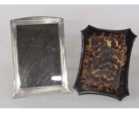 Rectangular silver photo frame Birmingham 1929 with engine turned decoration &amp; tortoiseshell effect photo frame