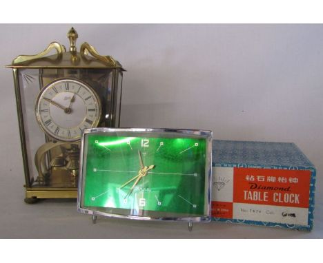 Schatz 400 day clock made in Germany and boxed Diamond Chinese wind up table clock in green