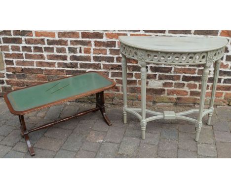 Painted demi-lune console table &amp; a Regency style coffee table