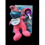 Baby Smurf berry Lovin soft and huggable, in original box with dish and spoon, 1996. Box shows signs