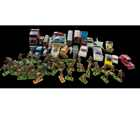 Toy collection, Toy Soldiers, Corgi Chipperfield's Circus van, Corgi Esso Ford, Corgi BMW M1, City Corp Refuse truck and more