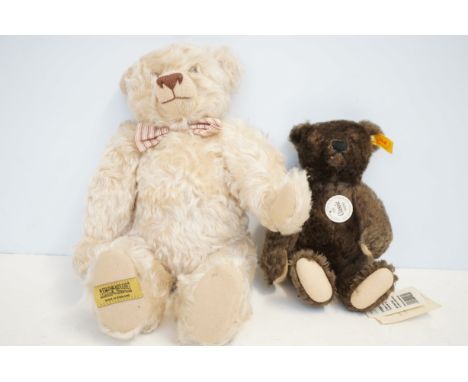 Steiff teddy bear with tags together with a Merrythought teddybear 