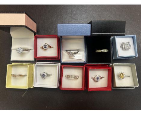 Collection of 10x dress ring stamped 925 