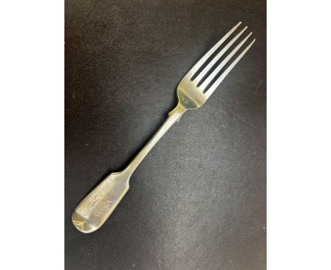 Victorian silver fork date letter T  76g 