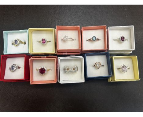 Collection of 10x dress ring stamped 925 