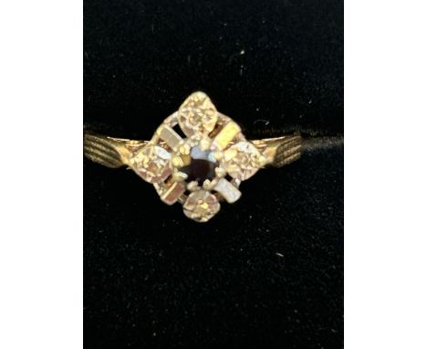 9ct Gold sapphire & diamond ring Size M Weight2.1g