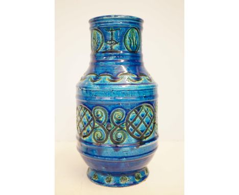 Blue and green vase in the style of Bitossi 30cm