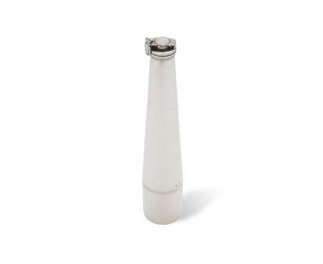 AN IRISH REGENCY HUNTING FLASK, Dublin c.1831, mark possibly that of George West, of tapering cylindrical form and plain desi