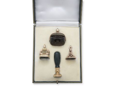 THE WINGFIELD SEALSA COLLECTION OF FOUR SEALS WITH THE ARMORIALS OF VISCOUNT POWERSCOURT, early 19th century, contained in a 