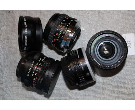 A selection of camera lenses 