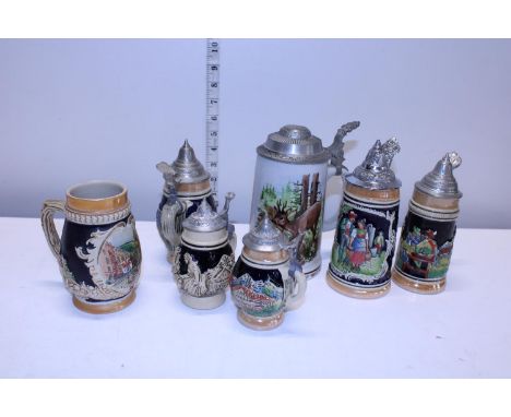 A job lot of vintage ceramic beer steins 