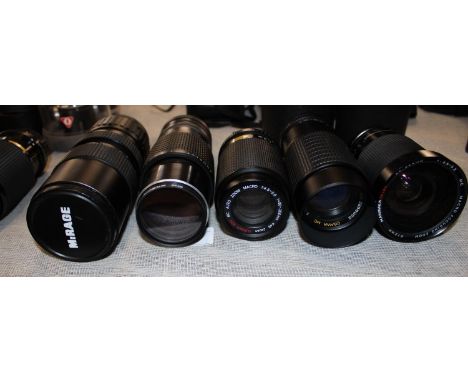 A selection of assorted camera lenses 