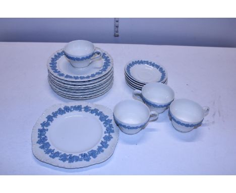 A selection of vintage Wedgewood embossed Queens ware 