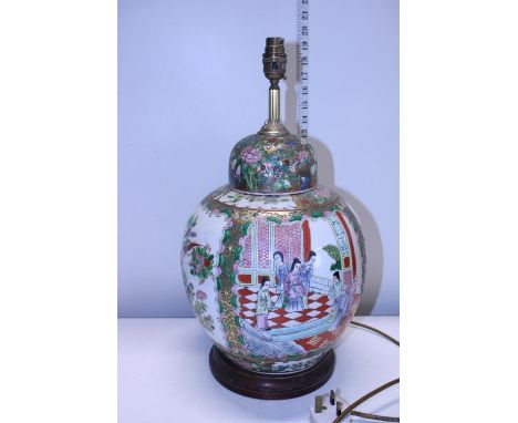A large Oriental ceramic lamp base 