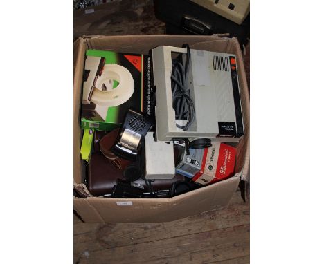 A large of box of camera accessories etc. Postage unavailable 