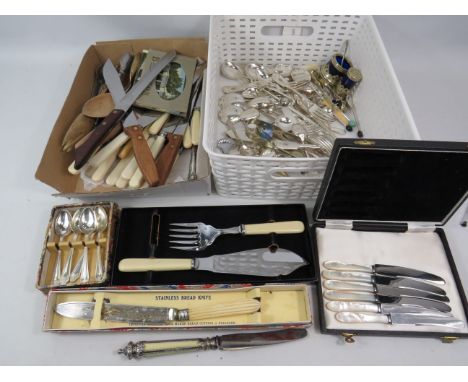 Collection of Vintage and silver plate cutlery ,  some boxed,  see photos. 